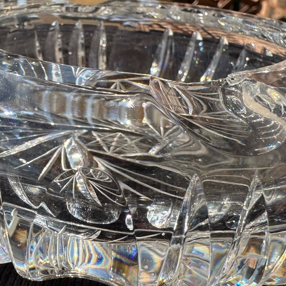 Vintage Mid Century Heavy Crystal Starburst Ashtray Trinket Dish 5.5” 2.2 lbs - Picture 4 of 6